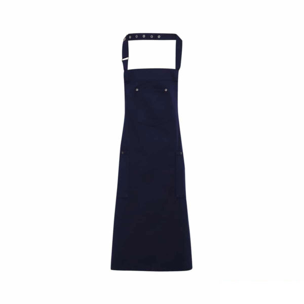 Grembiule con pettorina in cotone chino blu