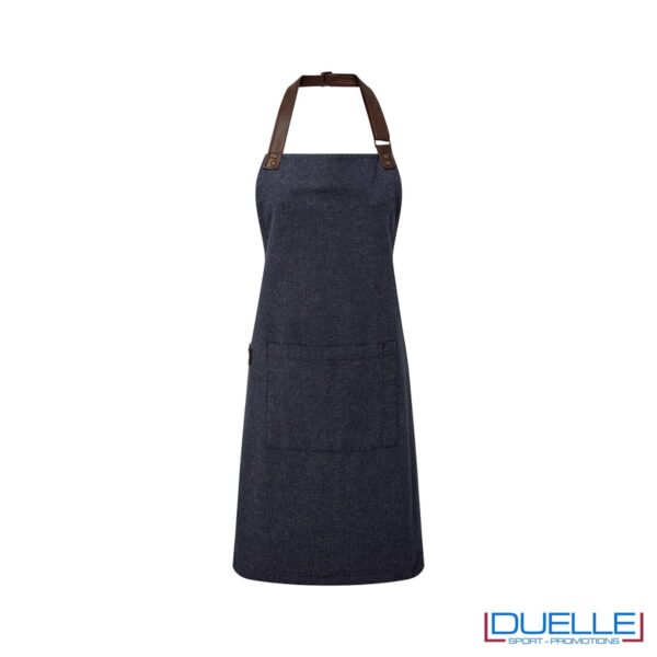 grembiule navy con dettagli in ecopelle personalizzato