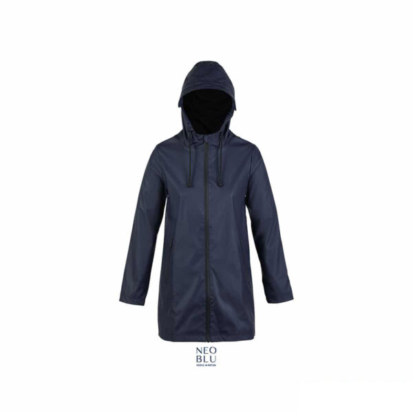 giacca blu da donna impermeabile cerata