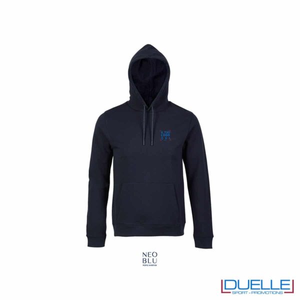 felpa blu scuro con cappuccio french terry