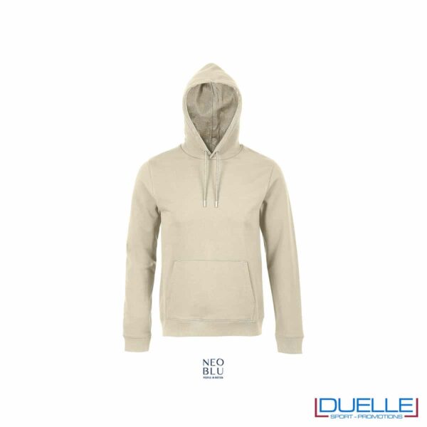 felpa con cappuccio beige sgarzata
