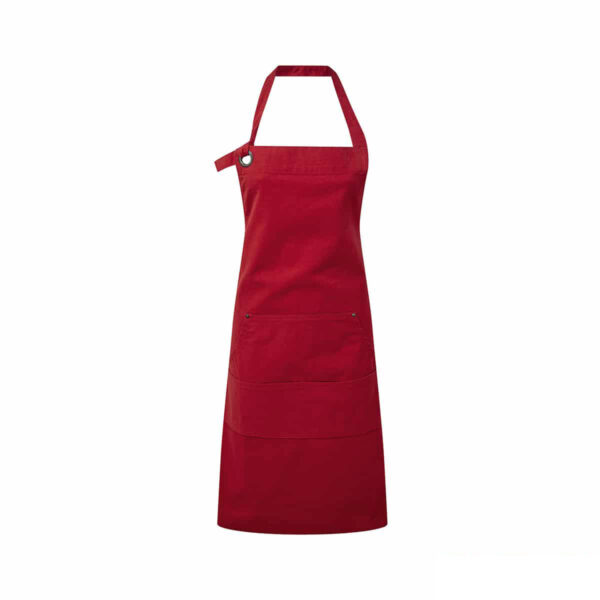 grembiule rosso in cotone canvas 4 tasche