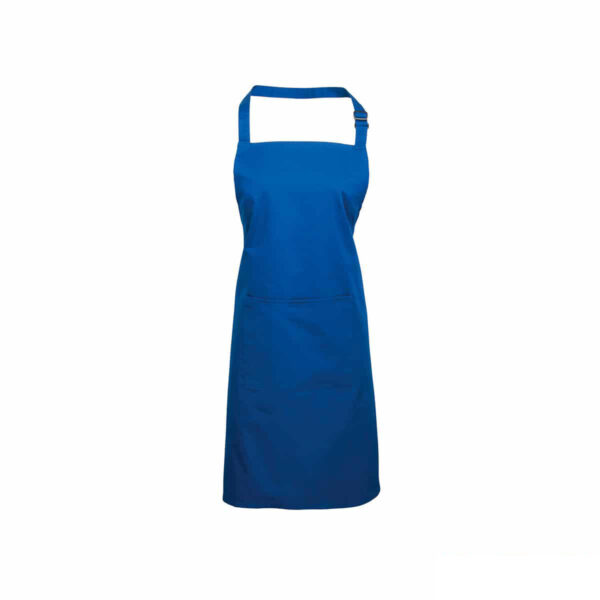 grembiule blu royal con tasca e pettorina