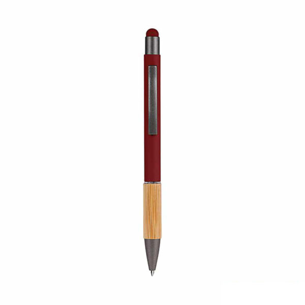 Penna in bambù e alluminio con touch screen bordeaux