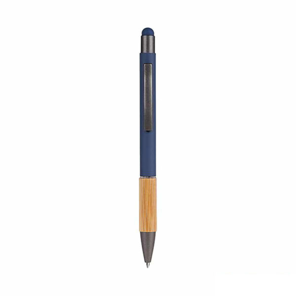 penna touch screen blu navy in bambù e alluminio