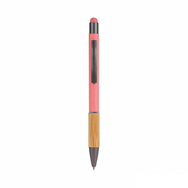 penna rosa touch screen in bambù e alluminio