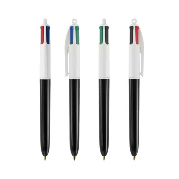Penne BIC 4 colori personalizzabili nere e bianche