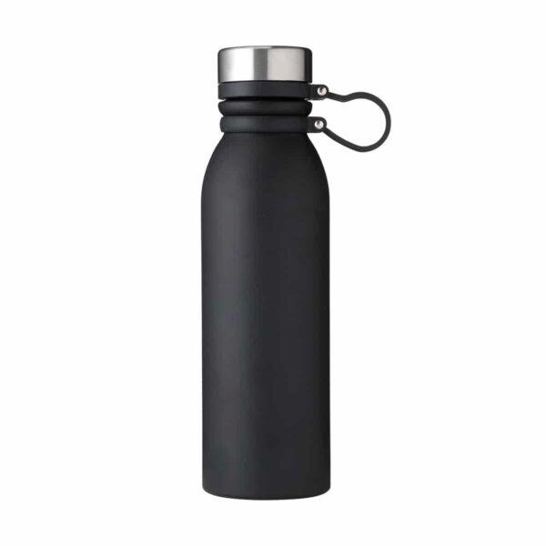 Borraccia personalizzabile con gancio in silicone colore nero