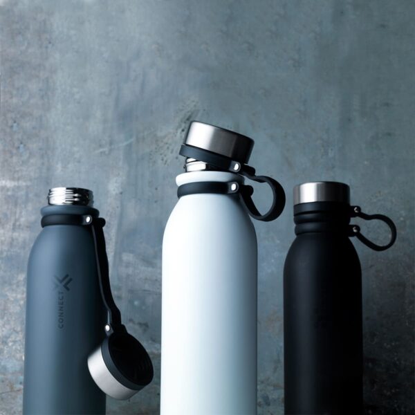 Borraccia personalizzabile con gancio in silicone colore nero