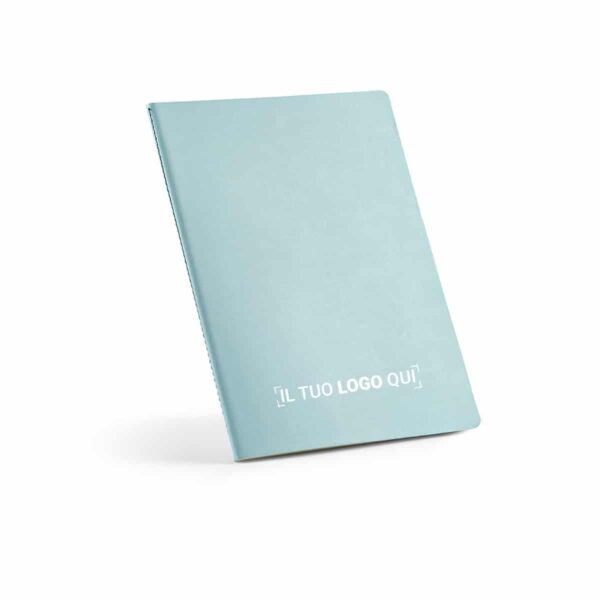 taccuino in carta riciclata con pagine color avorio a righe e dorso cucito personalizzato con il tuo logo