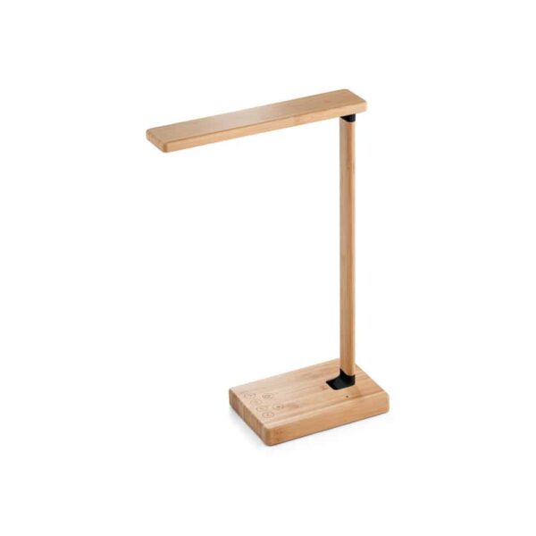 Lampada da tavolo in bambù con caricatore wireless