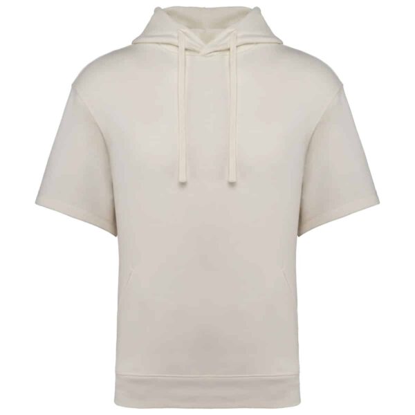 Felpa unisex ecosostenibile con cappuccio e spalle spioventi a maniche corte French Terry - Ivory