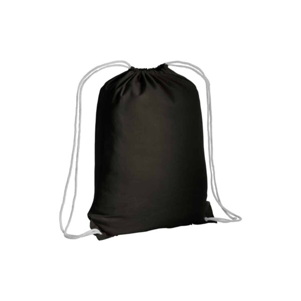 Zainetto in cotone 135 g/m2 con chiusura a strozzo - Nero