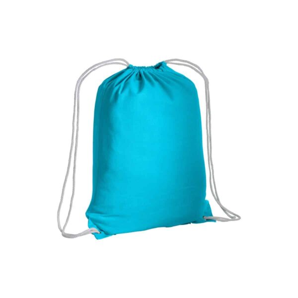 Zainetto in cotone 135 g/m2 con chiusura a strozzo - Celeste