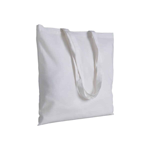 Shopper in cotone, manici lunghi - Bianco