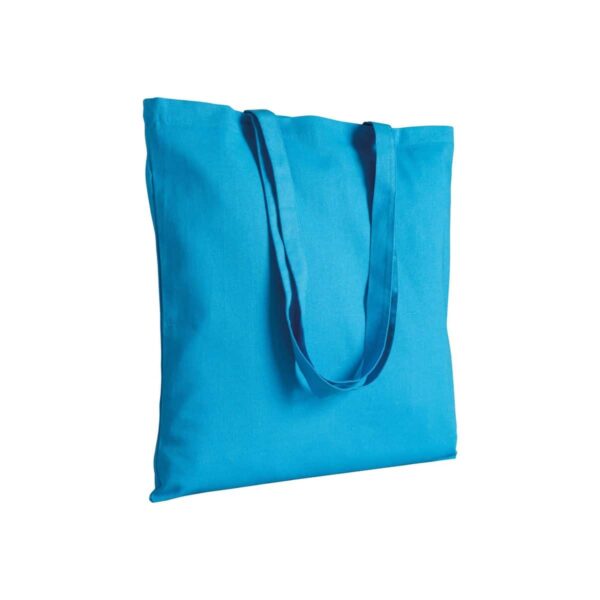Shopper in cotone, manici lunghi - Celeste
