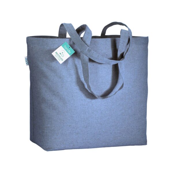 Shopper in cotone riciclato 190 g/m2 con soffietto alla base, manici lunghi - Royal