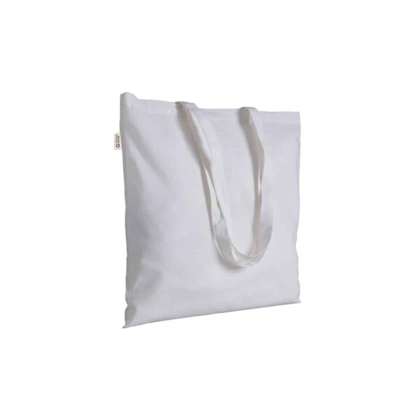Shopper in cotone/poliestere riciclato 180 g/m2, manici lunghi - Bianco