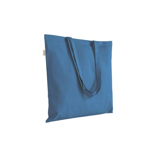 Shopper in cotone/poliestere riciclato 180 g/m2, manici lunghi - Steel blue