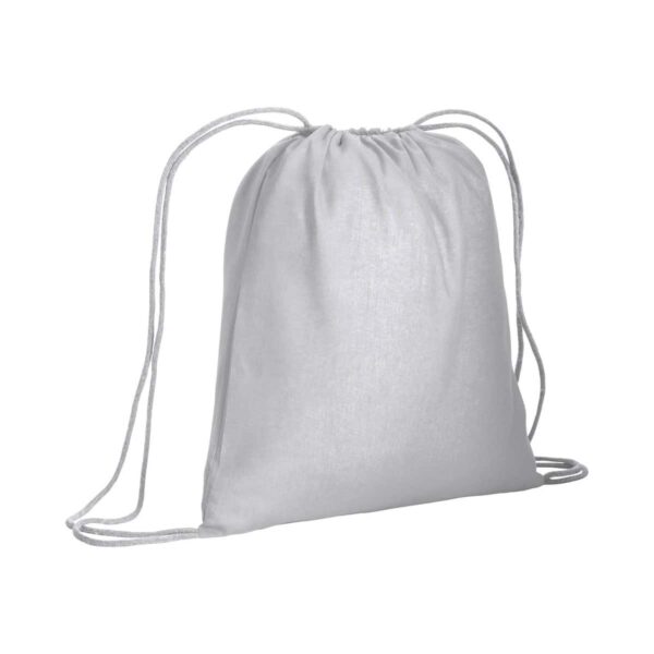 Zainetto in cotone da 120 g/m2, con chiusura a strozzo. È certificato OEKO-TEX®. - Bianco