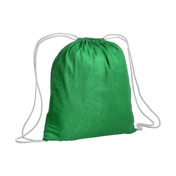 Zainetto in cotone da 120 g/m2, con chiusura a strozzo. È certificato OEKO-TEX®. - Verde