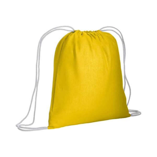 Zainetto in cotone da 120 g/m2, con chiusura a strozzo. È certificato OEKO-TEX®. - Giallo