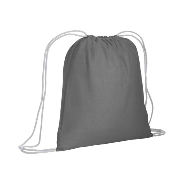 Zainetto in cotone da 120 g/m2, con chiusura a strozzo. È certificato OEKO-TEX®. - Grigio
