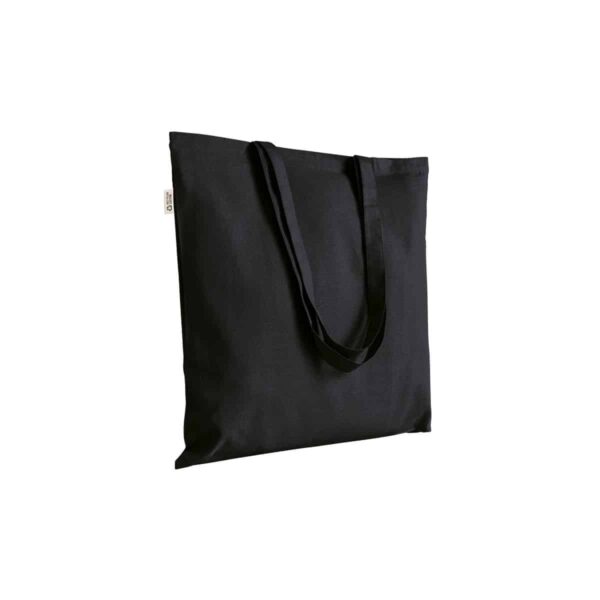 Borsa shopper a tinta unita in cotone riciclato da 140 g/m2. È certificata GRS - Nero