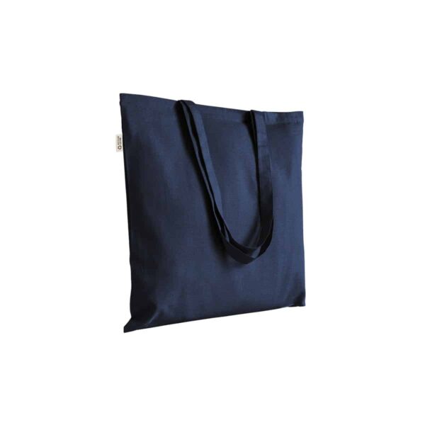 Borsa shopper a tinta unita in cotone riciclato da 140 g/m2. È certificata GRS - Blu
