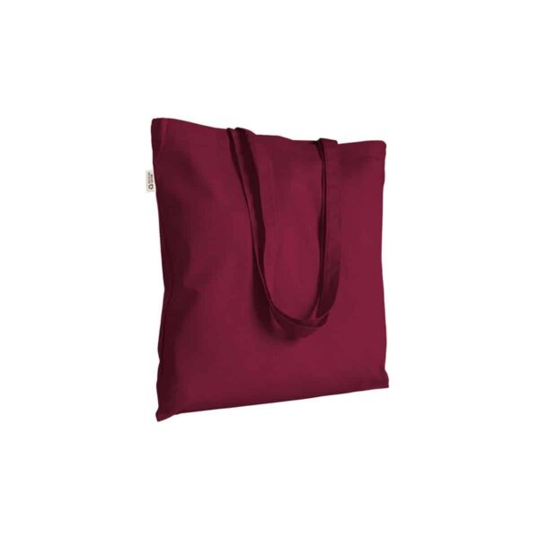 Borsa shopper a tinta unita in cotone riciclato da 140 g/m2. È certificata GRS - Bordeaux