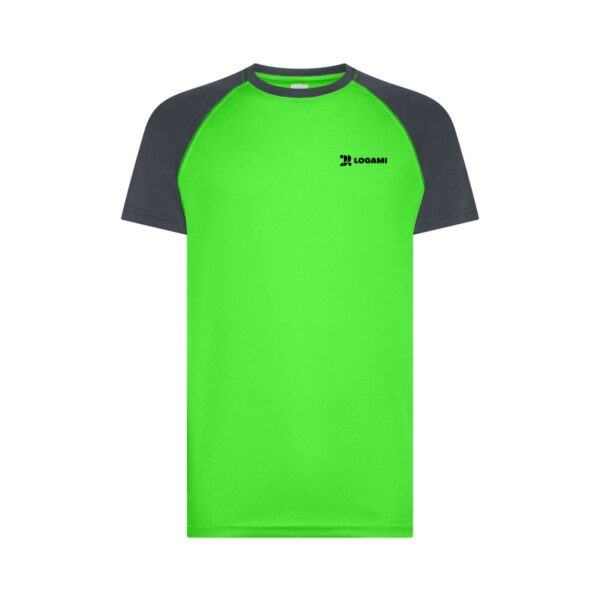 Maglia tecnica sportiva con maniche raglan e girocollo a contrasto