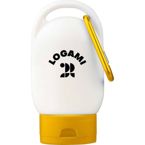 Crema solare in tubo con moschettone e tappo coordinato