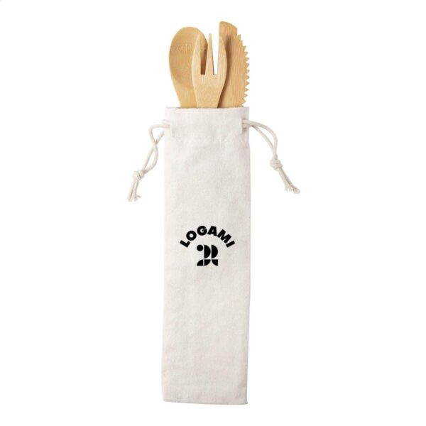 Set da tavola in bambù con sacchetto in cotone