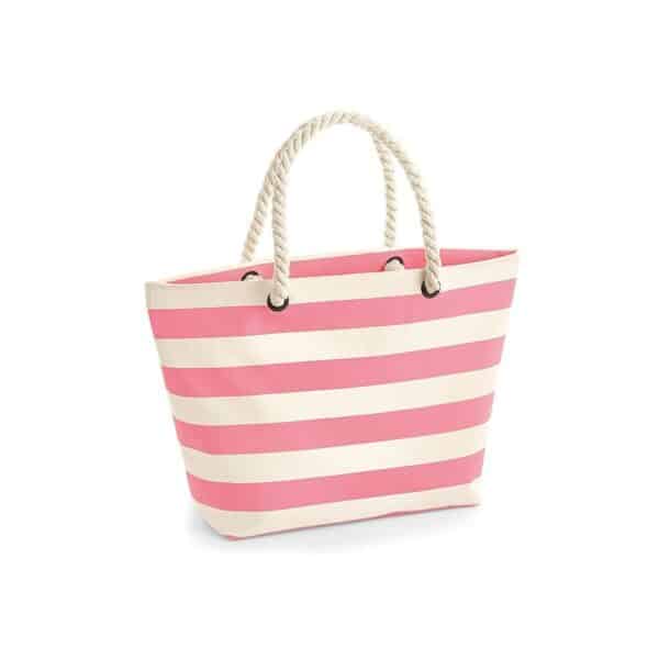 Nautical Beach Bag - natural/true pink