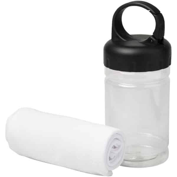Asciugamano rinfrescante in contenitore PET Remy - Bianco