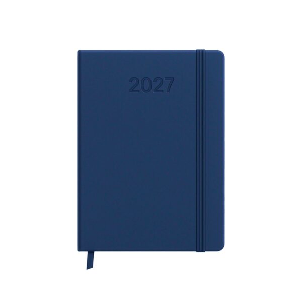Agenda giornaliera 2027. Copertina rigida in termo PU e bordo pagine colorato - Blu