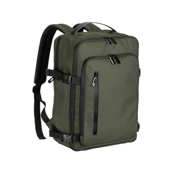 Zaino da viaggio cabin size con porta pc (15) in soft PU water resistant - Verde scuro