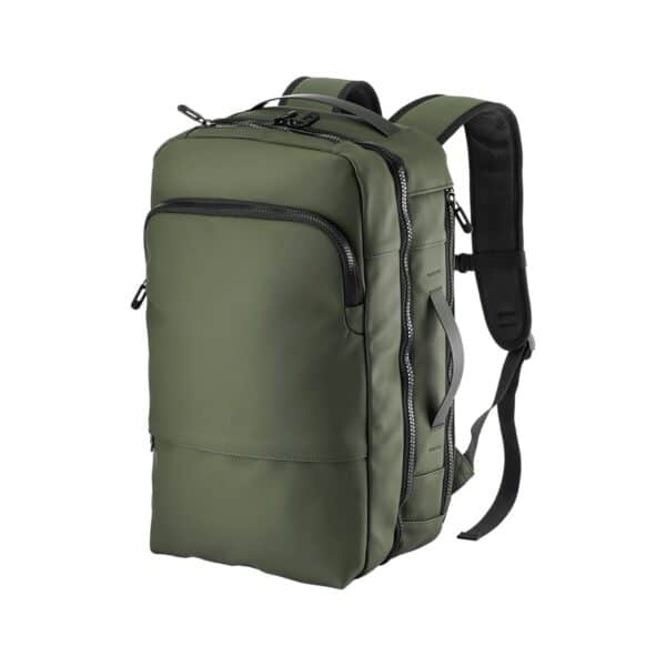 Zaino / valigia da viaggio con porta pc (15) in soft PU water resistant - Verde scuro