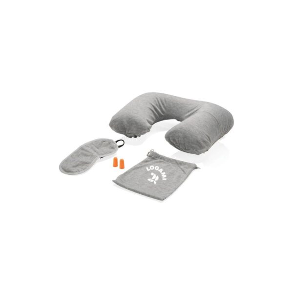 Set viaggio jersey con cuscino, mascherina e tappi