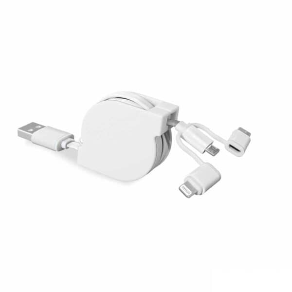 Cavo adattatore 3 in 1 personalizzabile colore bianco
