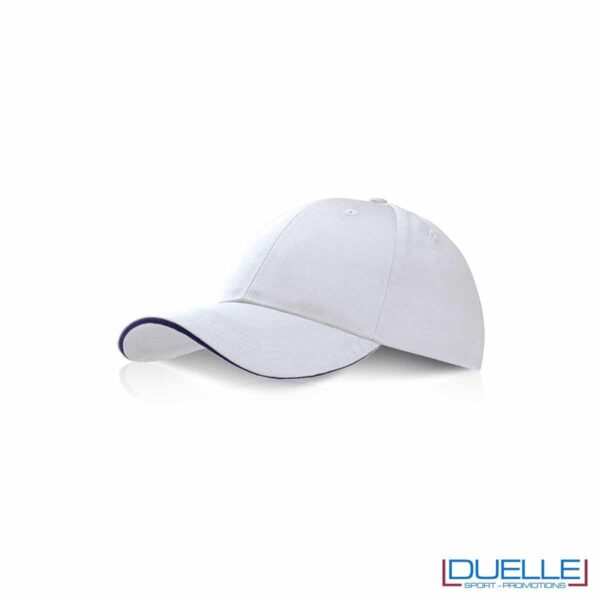 Cappellino personalizzato con visiera a sandwich bianco, cappellini promozionali bianco