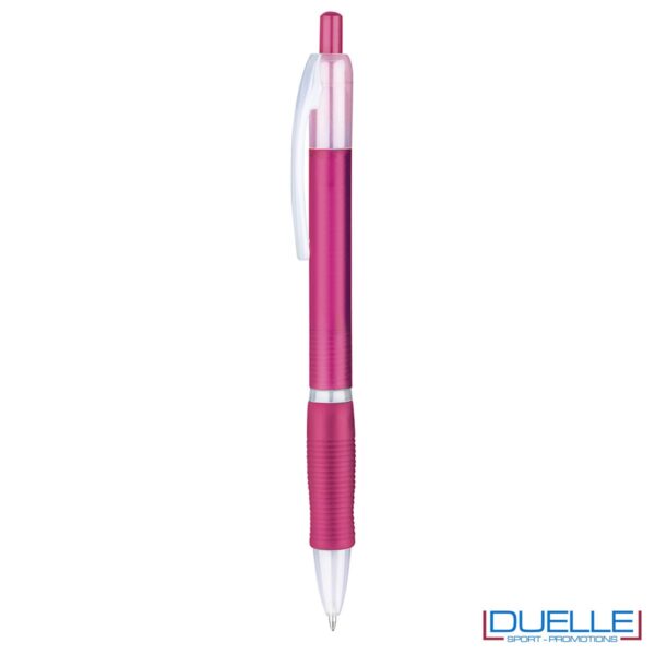 penna personalizzabile economica in colore fuxia fusto frost, offerta penne economiche personalizzabili in colore fuxia fusto frost