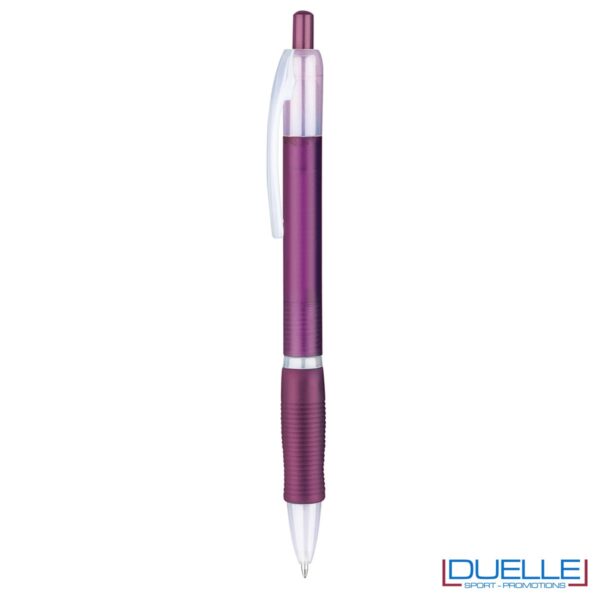 penna personalizzabile economica in colore viola fusto frost, offerta penne economiche personalizzabili in colore viola fusto frost