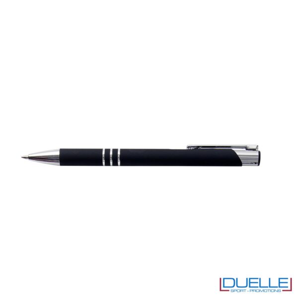 penna personalizzabile in metallo con finitura soft touch nera, penne personalizzate promozionali soft touch nero