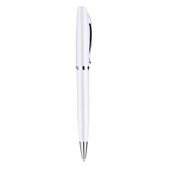 Penna a sfera in metallo personalizzata con incisione colore bianco