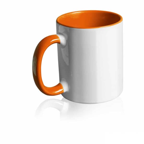Tazza personalizzata promozionale in ceramica con interni arancione