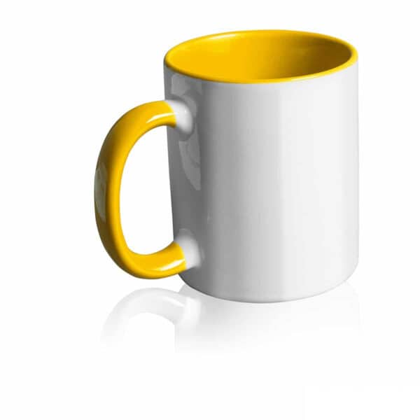 Tazza personalizzata promozionale in ceramica con interni giallo