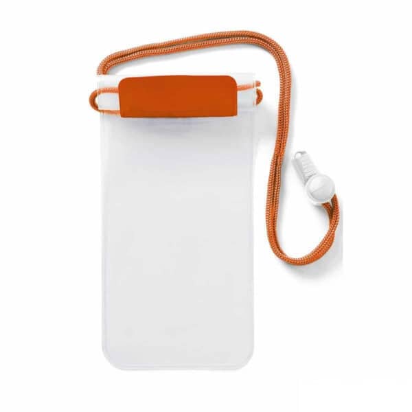 portacellulare personalizzato impermeabile colore arancione, porta smartphone impermeabile personalizzabile colore arancione