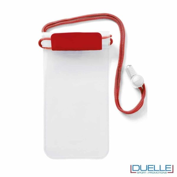 portacellulare personalizzato impermeabile colore rosso, porta smartphone impermeabile personalizzabile colore rosso
