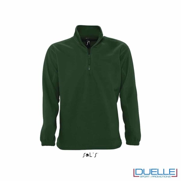 Pile unisex personalizzato mezza zip colore verde scuro